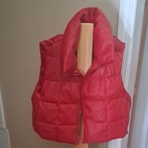 Vintage red Puffer Vest With Hearts On Back LIKE NEW!!! Size M  So Unique!!!